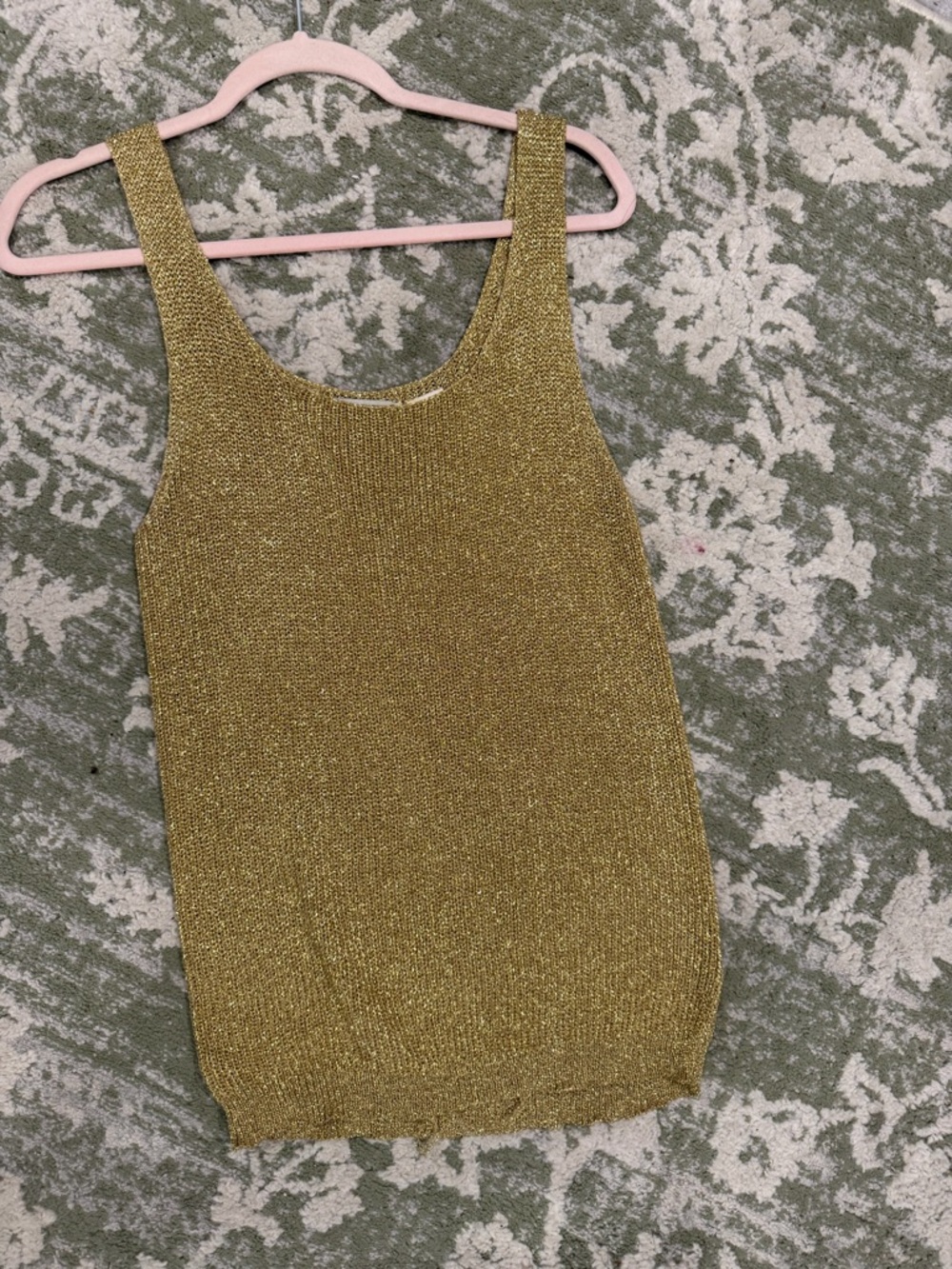 Sleeveless Metallic Gold Knit Tank Top